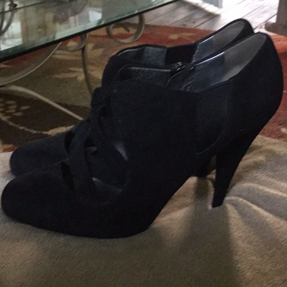 Miu Miu black suede heeled booties